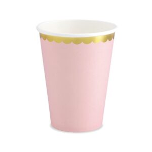 Čaše roze sa zlatnom ivicom 220ml